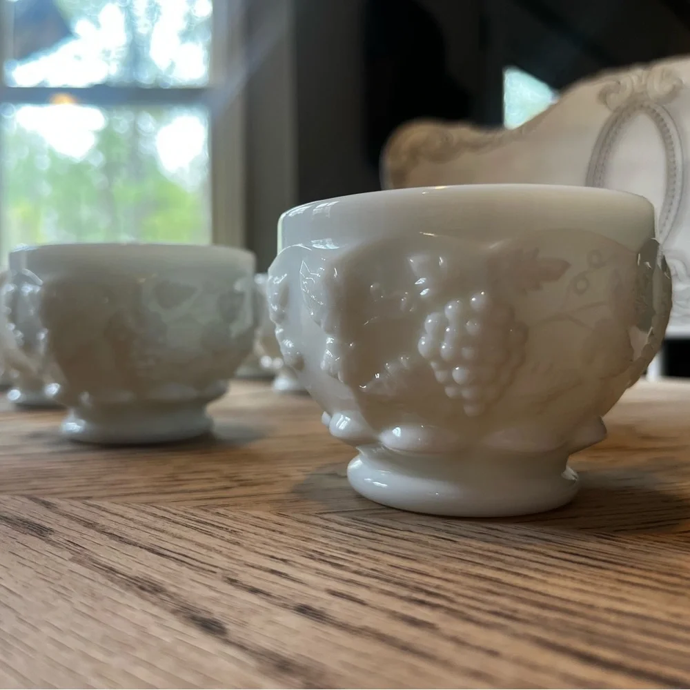 vintage Westmoreland Paneled Grape Milk Glass Punch Cup